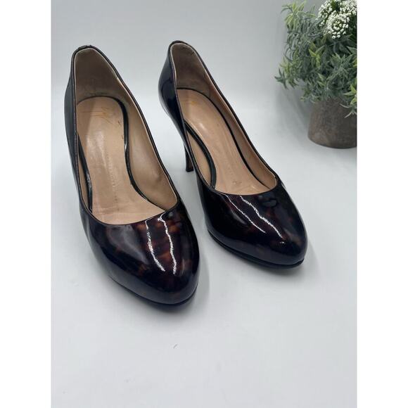 Giuseppe Zanotti Brown Patent Leather Tortoise Print Pump Heel Sz 38/7.5 - Picture 2 of 16